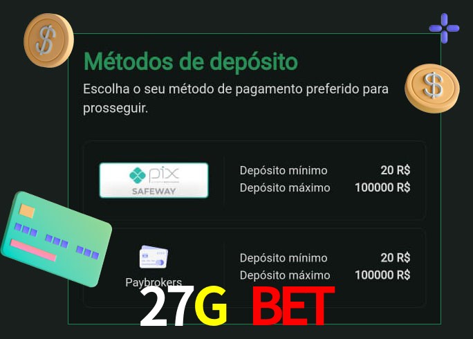 O cassino 27G Bet oferece uma grande variedade de métodos de pagamento